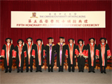 (From left):Mr. LAU Sai Yung, Dr. HO Tzu-leung, Mr. FOK Chun Wan, Ian, Dr. CHEN Fong Ching, Dr. Edgar CHENG, Prof. Lawrence J. LAU, Mr. CHENG Ming Fun, Paul, Mr. HO Man Sum, Mr. HUI Hon Chung, Stanley, and Mr. LEE Ting Chang, Peter